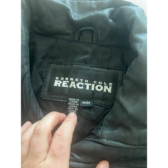 Kenneth Cole Reaction Mens leather jacket winter warm classic sophisticated work - Picture 3 of 9
